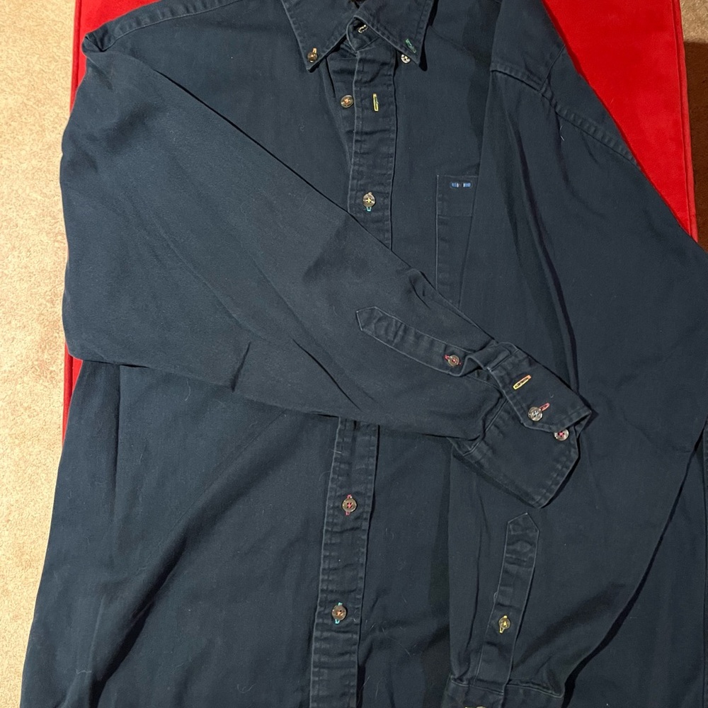 Alexander Julian Dark Blue Shirt with Green Accents